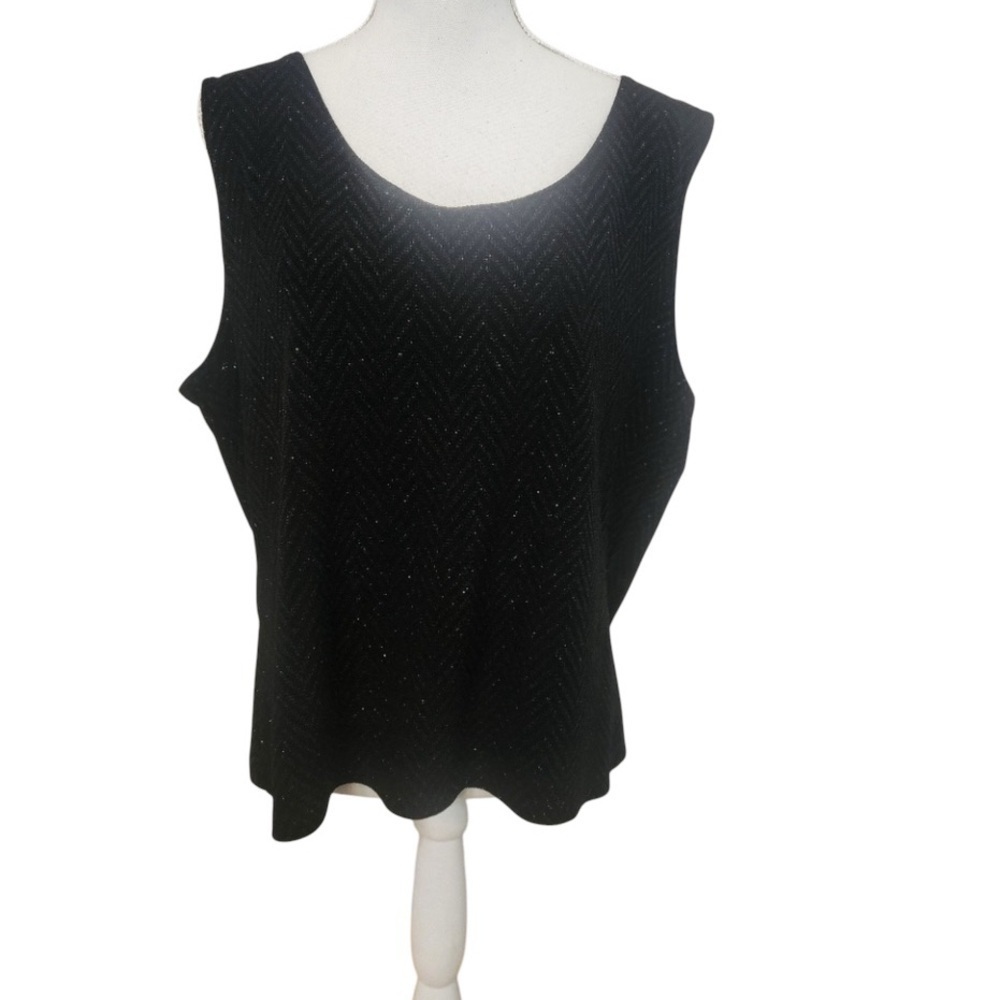 Apostrophe Black Sleeveless Scoop Neck Tank Top 2X